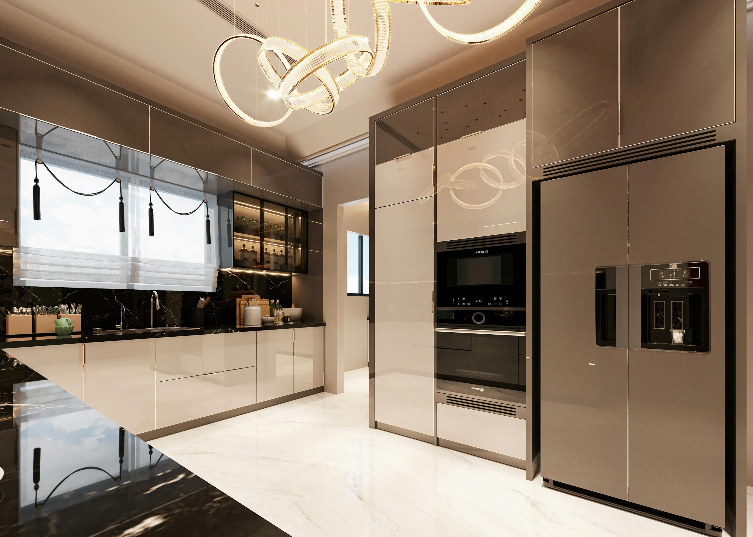 modern kitchen with a smart refrigerator